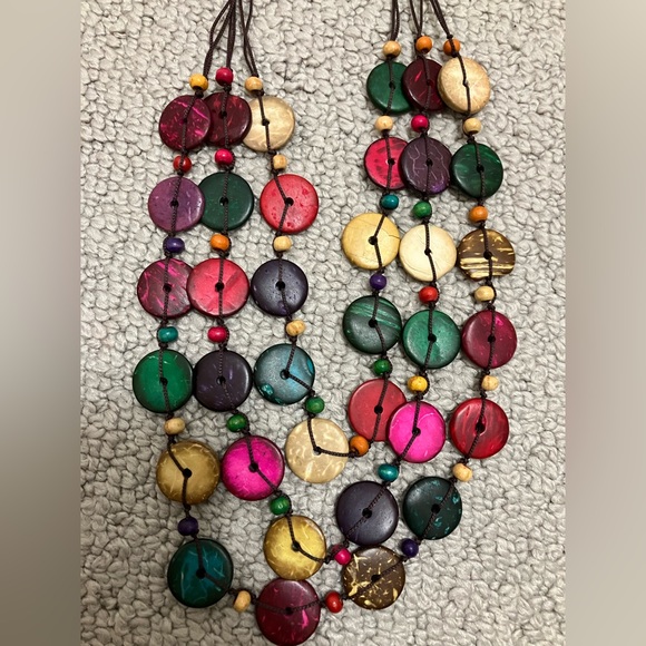 Colorful Necklace Hand Crafted of Coconut Shell Beads, "Easy Living" - Picture 3 of 4